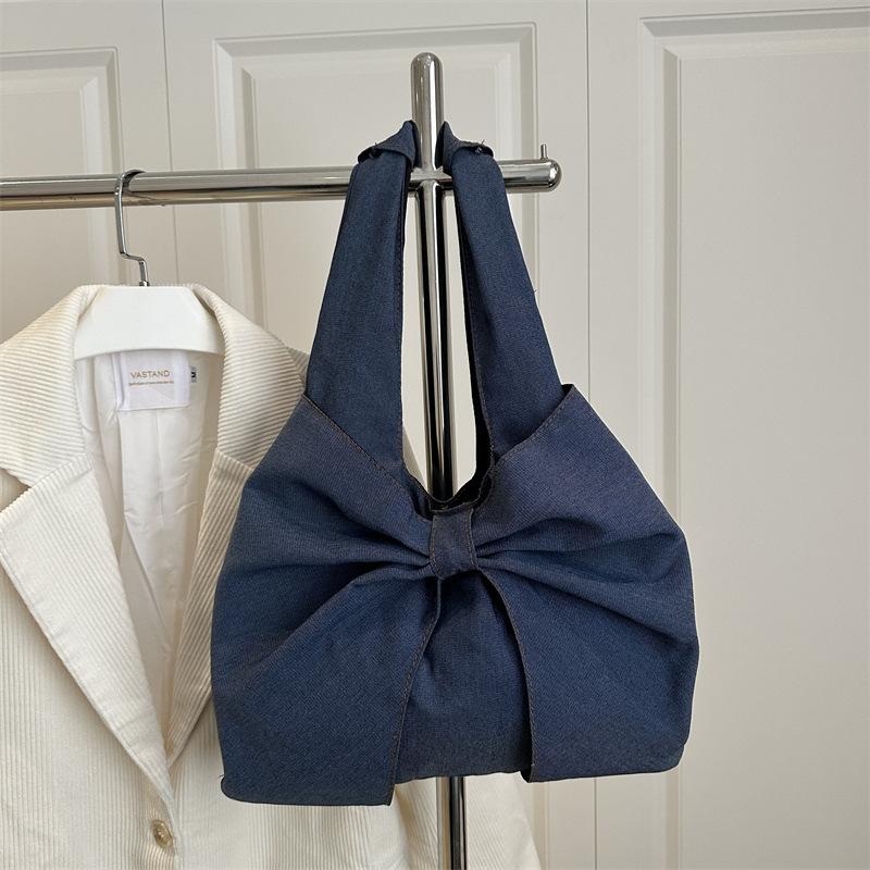 2025 neue Mode einfache Denim Schulterhandtasche exquisite Schleife Nische Pendler Tragetasche
