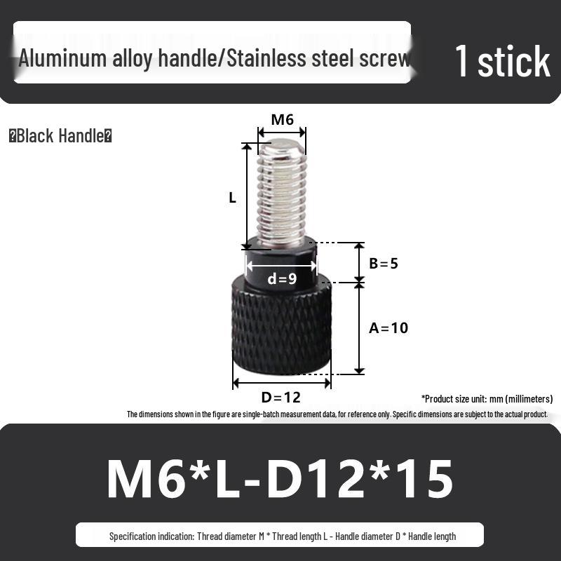 M6 Aluminum Alloy Knurled Hand Tightening Screw Bolt with Stainless Steel Handle