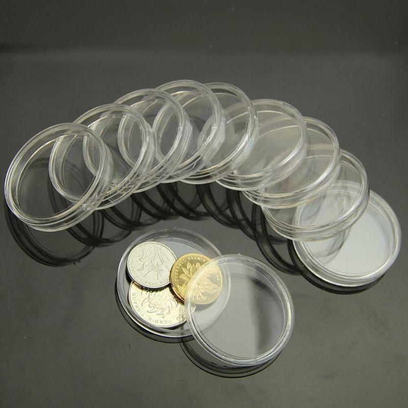 38mm 10 pcs Clear Round Cases Coin Storage Capsules Holder Plastic Useful New top sale