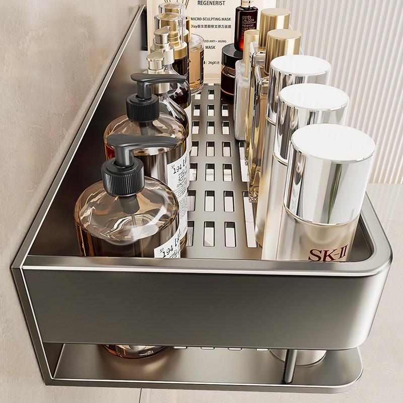 Modernes minimalistisches Badezimmer-Aufbewahrungsregal mit Haken und zwei Ebenen für den Heimgebrauch