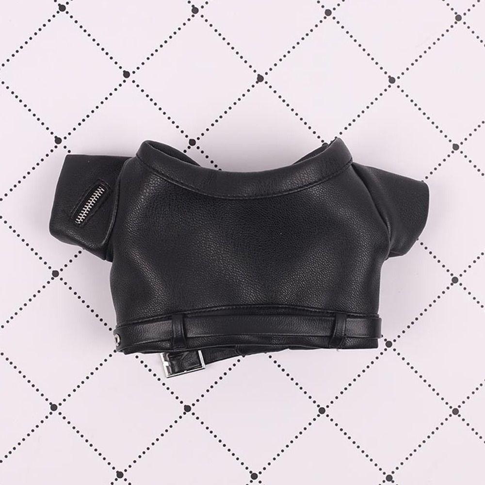Kids Toy For 20cm Doll Outfits Handmade Jacket PU Leather Tops Doll Clothes Winter Top Coats