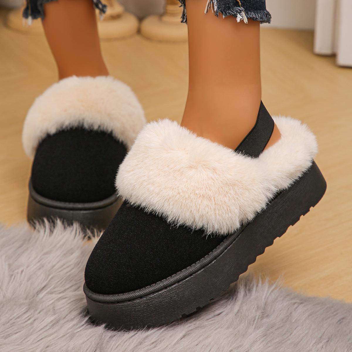 

Women s Autumn and Winter Platform Cotton Shoes Snow Boots Plus Velvet Warm Indoor and Outdoor Straps Comfortable and Soft 41 чорний