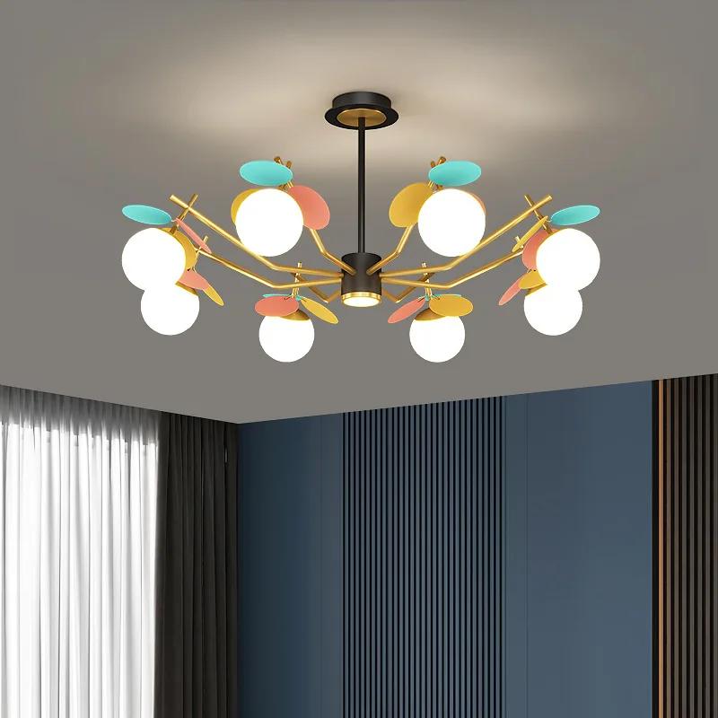 Nordic Modern LED Chandelier for Bedroom Living Room Hall Black Golden Glass Ball Ceiling light Lamp Indoor Lighting Fixture