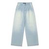 INTERCREW Women'S Washed Single-Pleat Low-Wide Denim Pants L Blue Ita2El51Alb