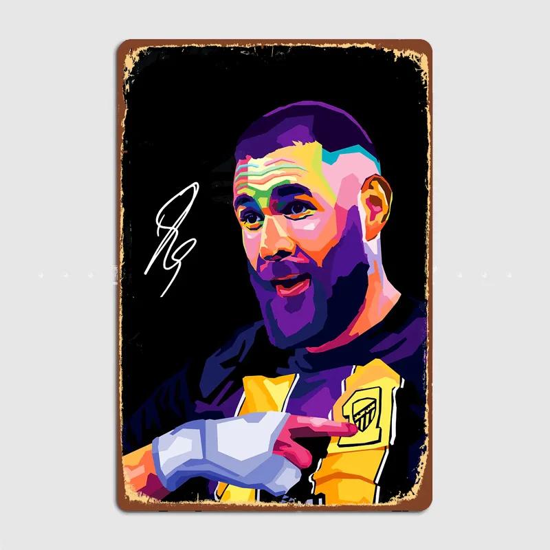 Karim Benzema Football Player Vintage Retro Metal Poster Sign Garage Club Custom Wall Decor Tin Room Decor Home Decor