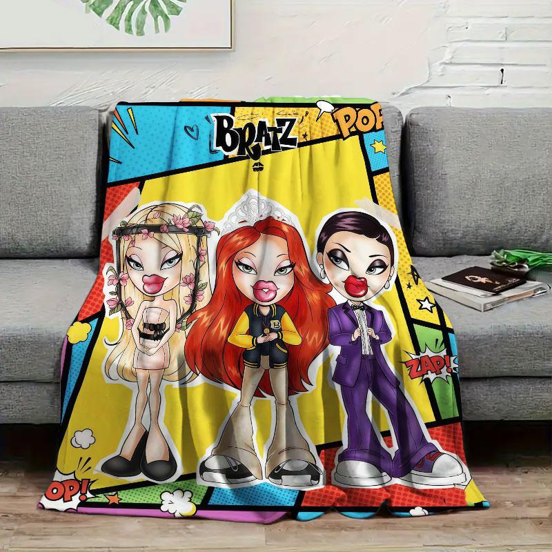 1Pc BRATZ Print Flannel Blanket, High Quality Comfortable for All Seasons, Warmth and Comfort, Perfect for Christmas Gifts