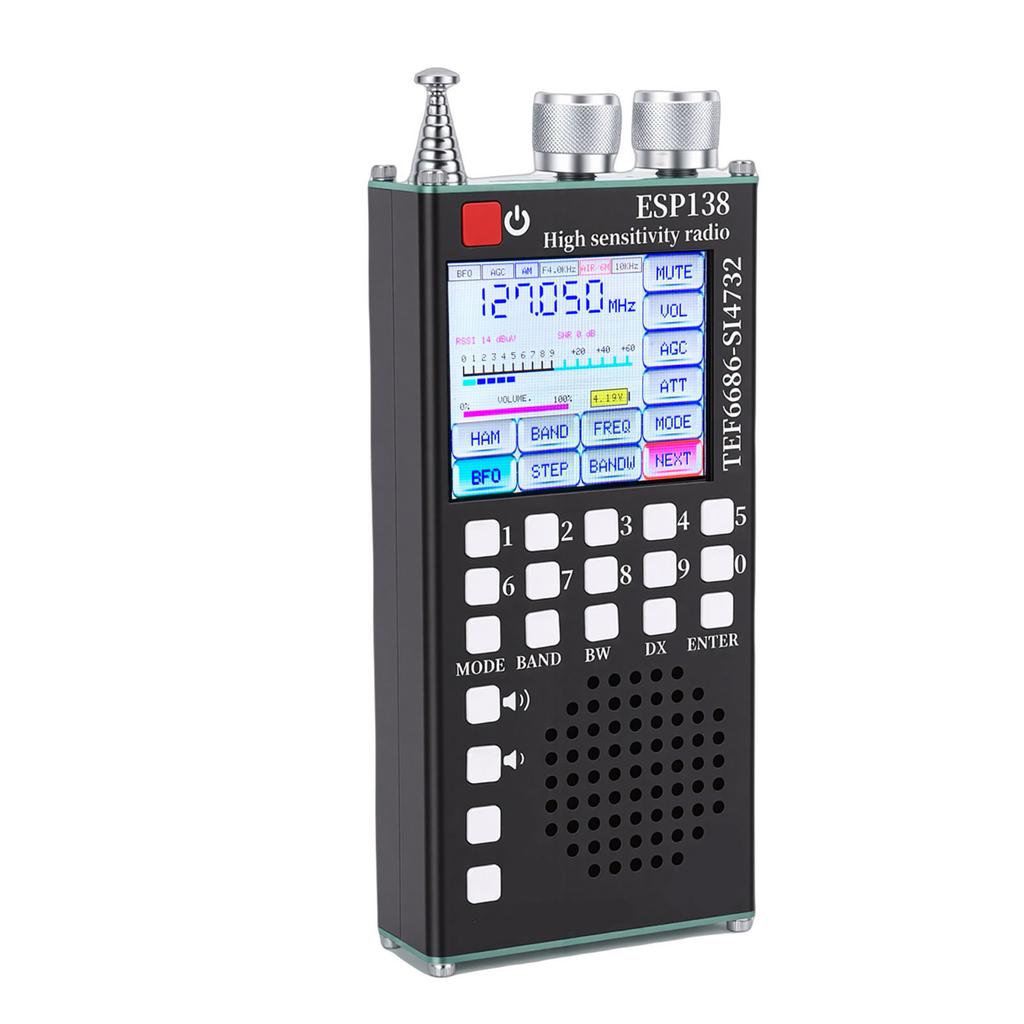 Full Band Radio FM LW MW SW Air SSB Band Dual Systems 2.4 Inch IPS Touchscreen Handheld Bluetooth Radio