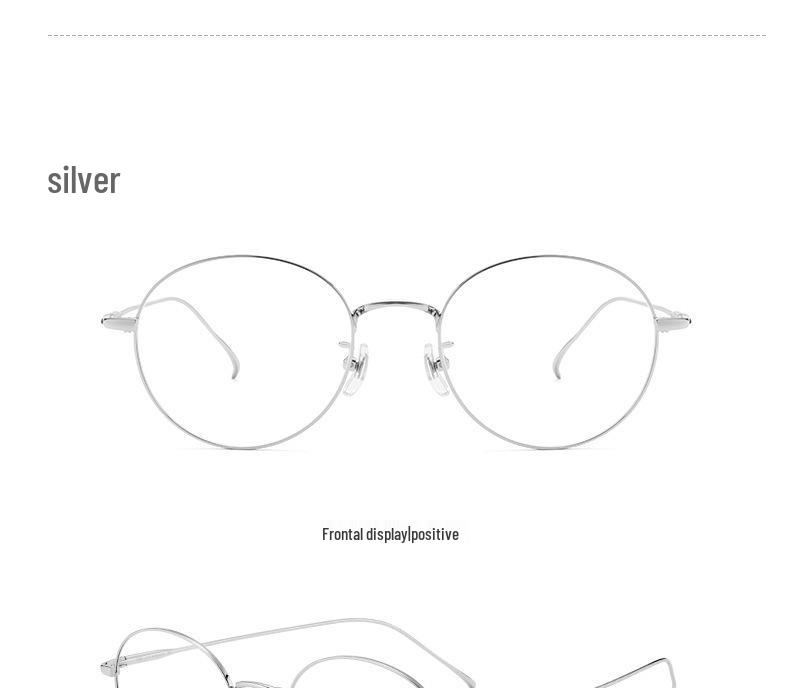 Ultralight Pure Titanium Rim Eyeglasses for Women - Xiaohongshu Style, Anti-Blue Light, Retro, Myopia Compatible (Model 1640)