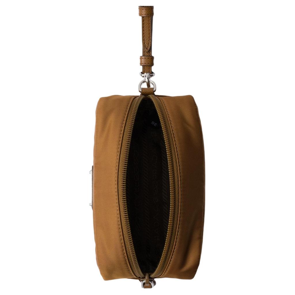 Prada Re-Nylon Enamel Triangle Logo Recycled Polyamide Clutch Women clutch Brown 1NS175_R067_F0134