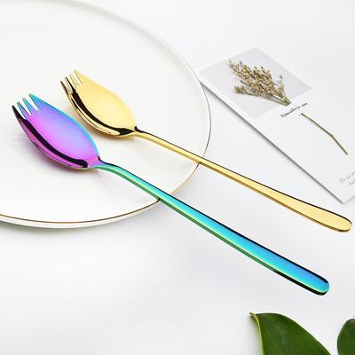 Złoto 18/10 ze stali nierdzewnej kolorowe kreatywne projektowanie zastawa stołowa do kuchni Sporks widelec do deserów łyżka makaron sałatka owocowa zastawa stołowa