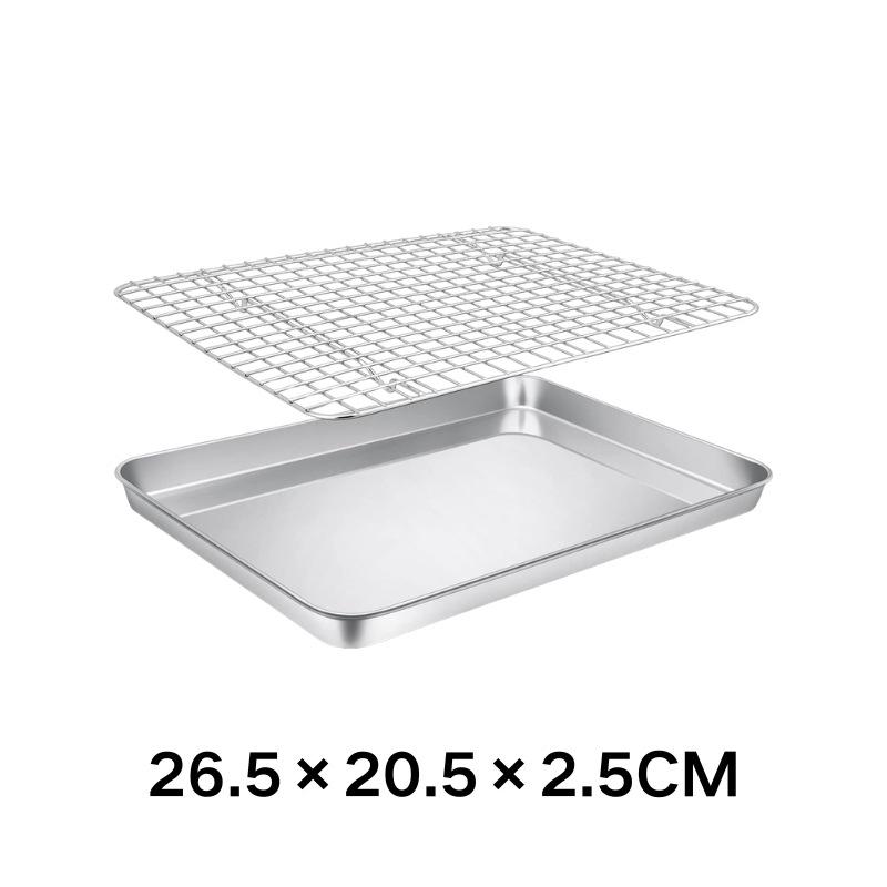 Stainless Steel Baking Pan Tray With Removable Wire Rack Bbq For Even Heat Distribution And Food Presentation Kitchen Gadgets