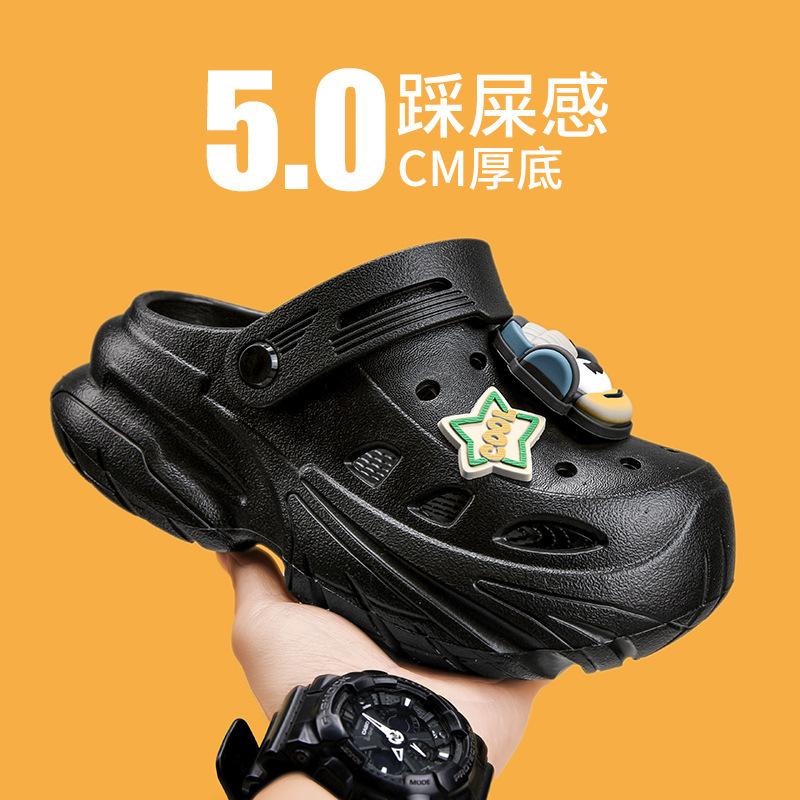 Hole Shoes for Men and Women Couples Summer Outer Wear Bag Head Half Slippers Thick Sole Non-slip