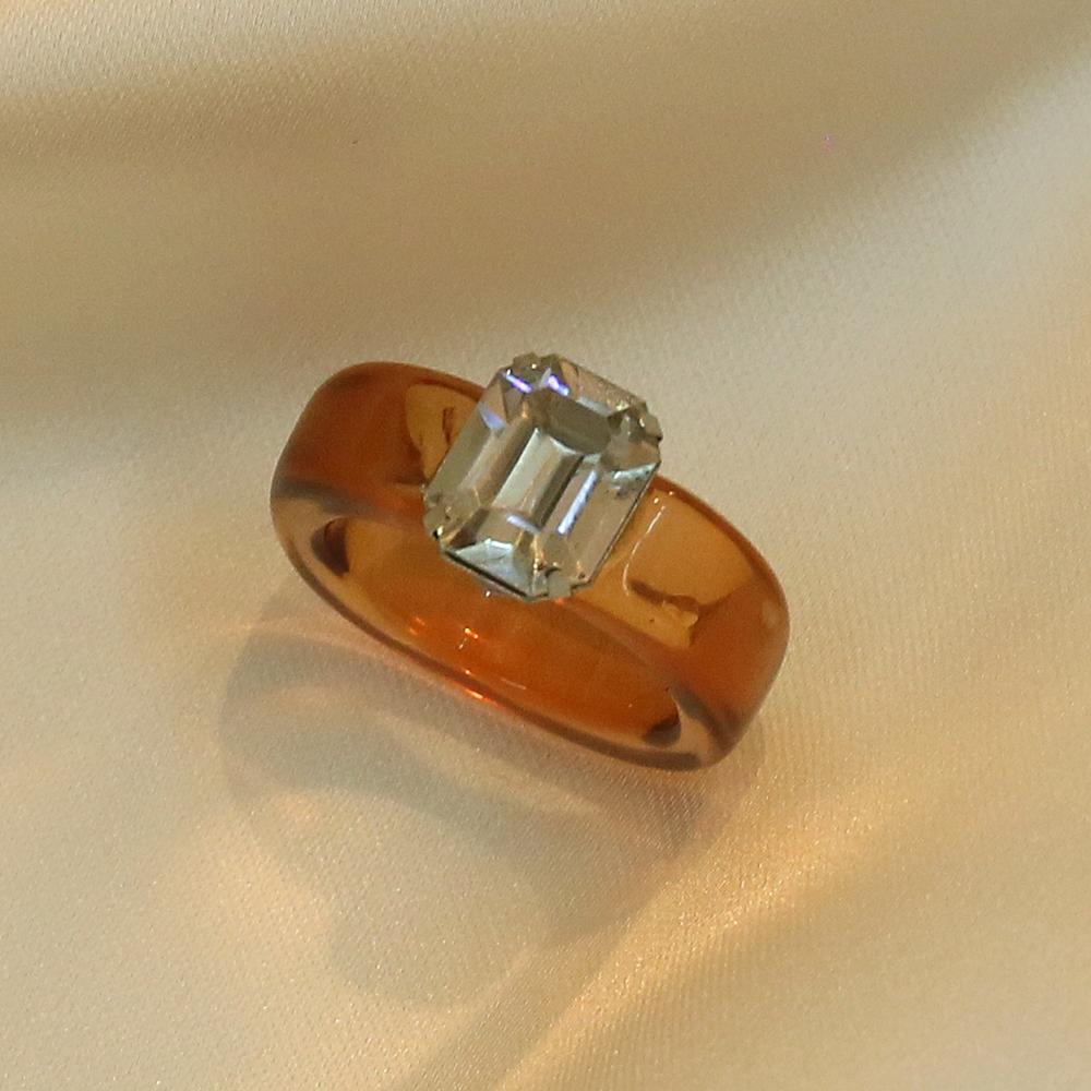 Elegant Fashion Jewelry Irregular Girls Acrylic Women Geometric Transparent Finger Ring Resin Rings