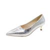2025 summer new pointed head shallow mouth pleated temperament thin heel single shoes female banquet socialite French high heels