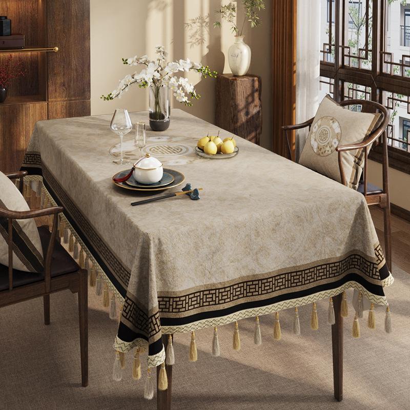 Zen Tablecloth Light Luxury High-End Dining Table Tablecloth Classical Chinese Style Rectangular Dust-Proof Cover Coffee Table Cloth