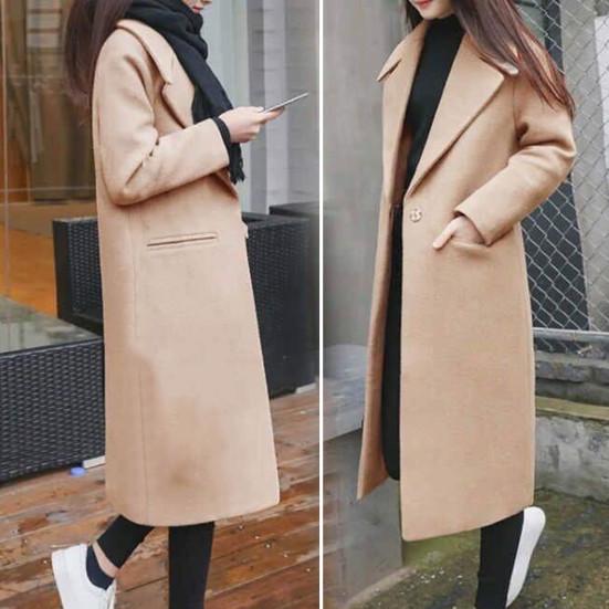 Dámský zimní kabát, midi délka, volný, jednobarevný, kardigan, kapsy, termo, jeden kus