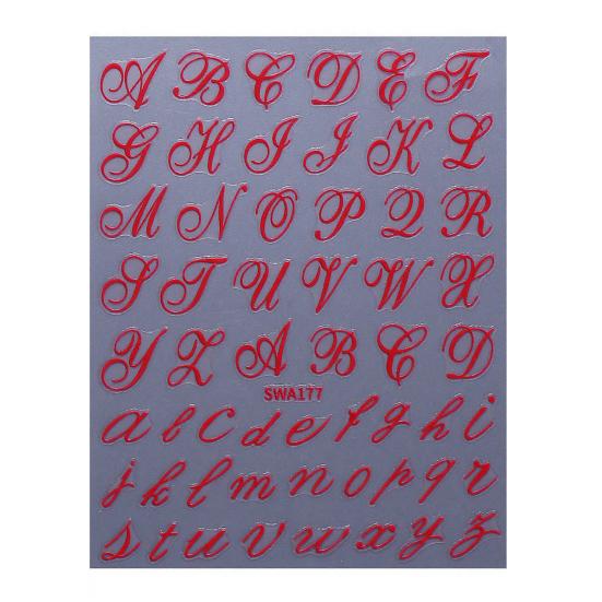 

English Letter Nail Art Stickers Self-adhesive DIY Alphabet Manicure Decoration Decals Women Nail Accessories for Home Salon червоний
