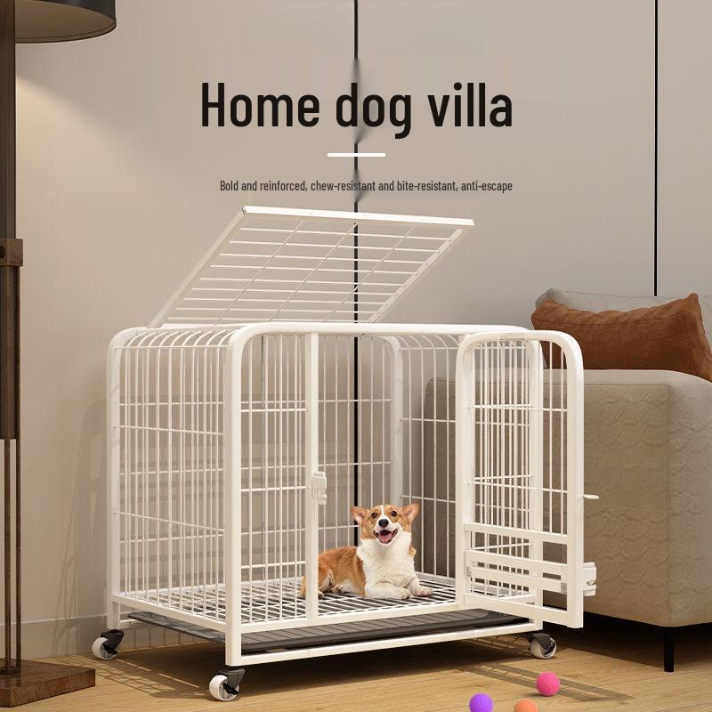 Small Dog Cage with Toilet for Corgi, Shiba Inu, Bichon Frise, French Bulldog, Teddy