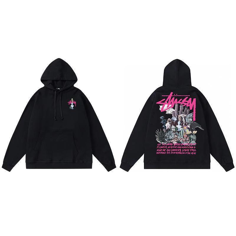 Stussy Mens Hooded Sweatshirt Casual Loose Fit Streetwear Printed Pullover