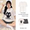 Korean Style Women's Cartoon Pajamas Set with Built-in Bra - Short-Sleeved, Loose, Plus Size, Summer Homewear