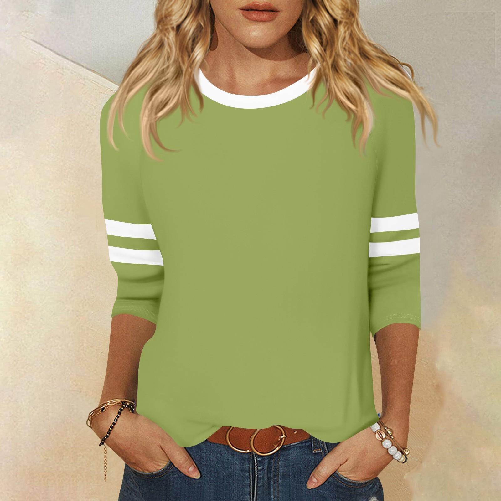 

Women s T Shirt Tee 3/4 Sleeve Daily Weekend Fashion Basic Round Neck Regular Top M