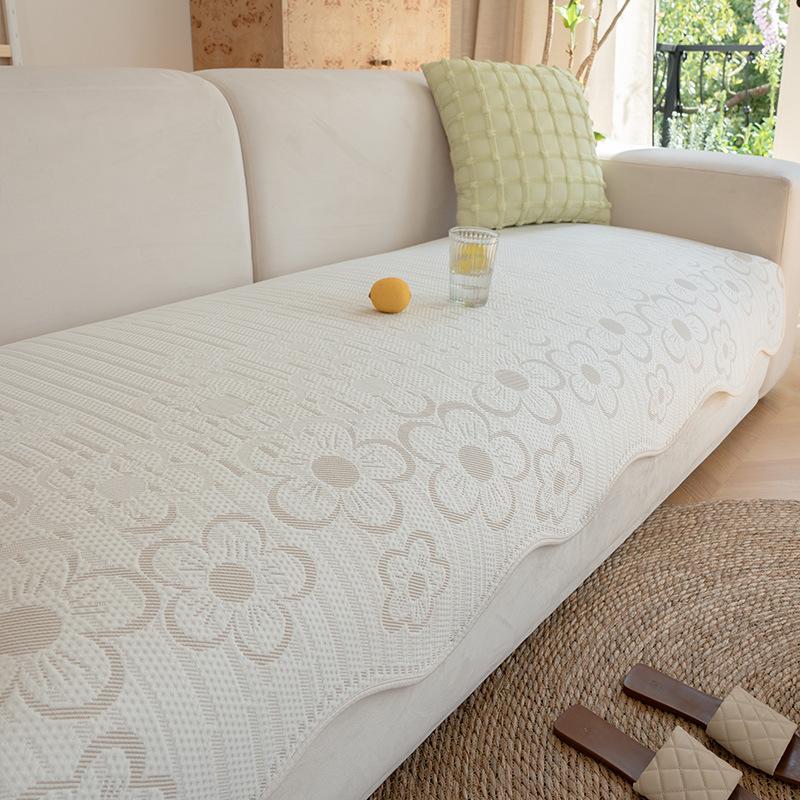 Sommer Kühl Eis Seide Sofakissen Neues Speziell geformtes Gerade Reihe Sitzkissen Einteiliger Fixierter Rutschfester Bezug Handtuch