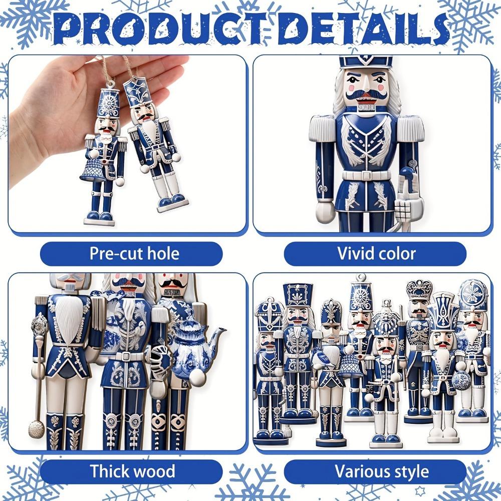 12/24Pcs Wooden Nutcracker Soldier Pendant Mixed Style Christmas Home Decoration New Year
