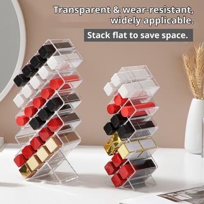 Stackable Lipstick Organizer 16 Compartments Lipstick Acrylic Lipstick Tower Holder Clear or 28 Lip Gloss Storage