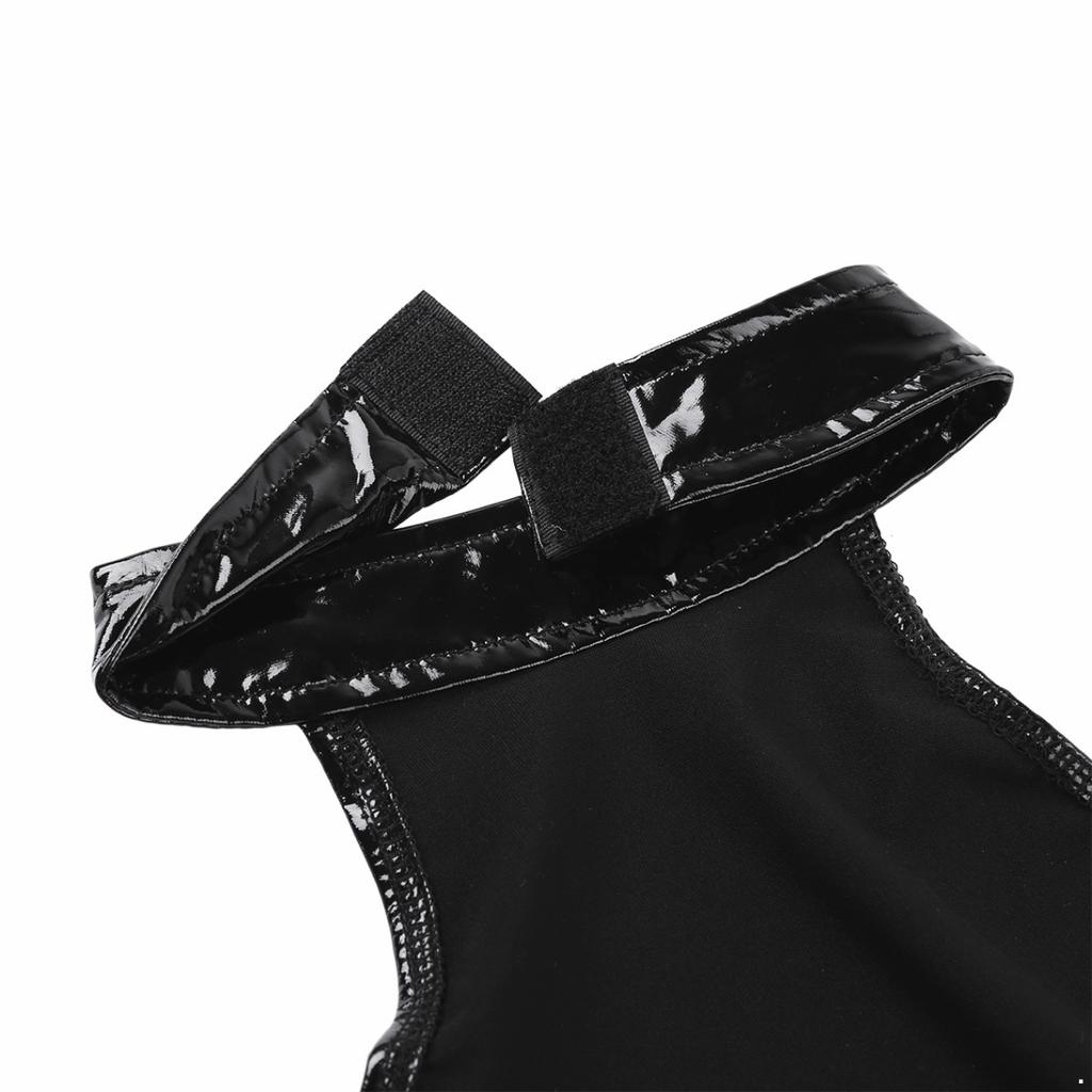 Women's PU Leather Hollow Out Lingerie 2 Piece Sexy Bra and Panty Sets