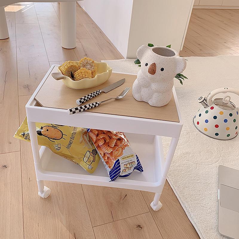 Rolling Cart Large Capacity Eco Friendly PP MDF Sturdy Construction Space Saving Utility Cart For Beauty Salon