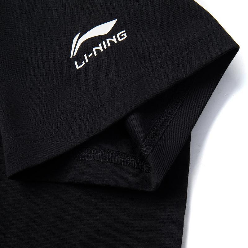 Li-Ning Fashionable Printed Breathable Sweat-Absorbing Trendy Short Sleeve T-Shirt Unisex Tops Black AHSV291-2