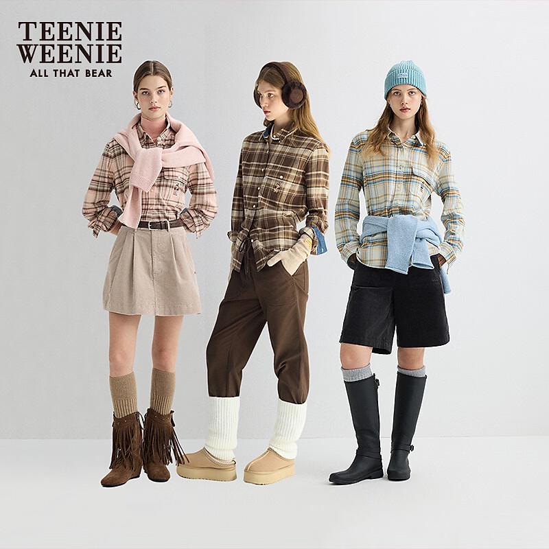Teenie Weenie Damen Cartoon Karoknopfleiste Hemd