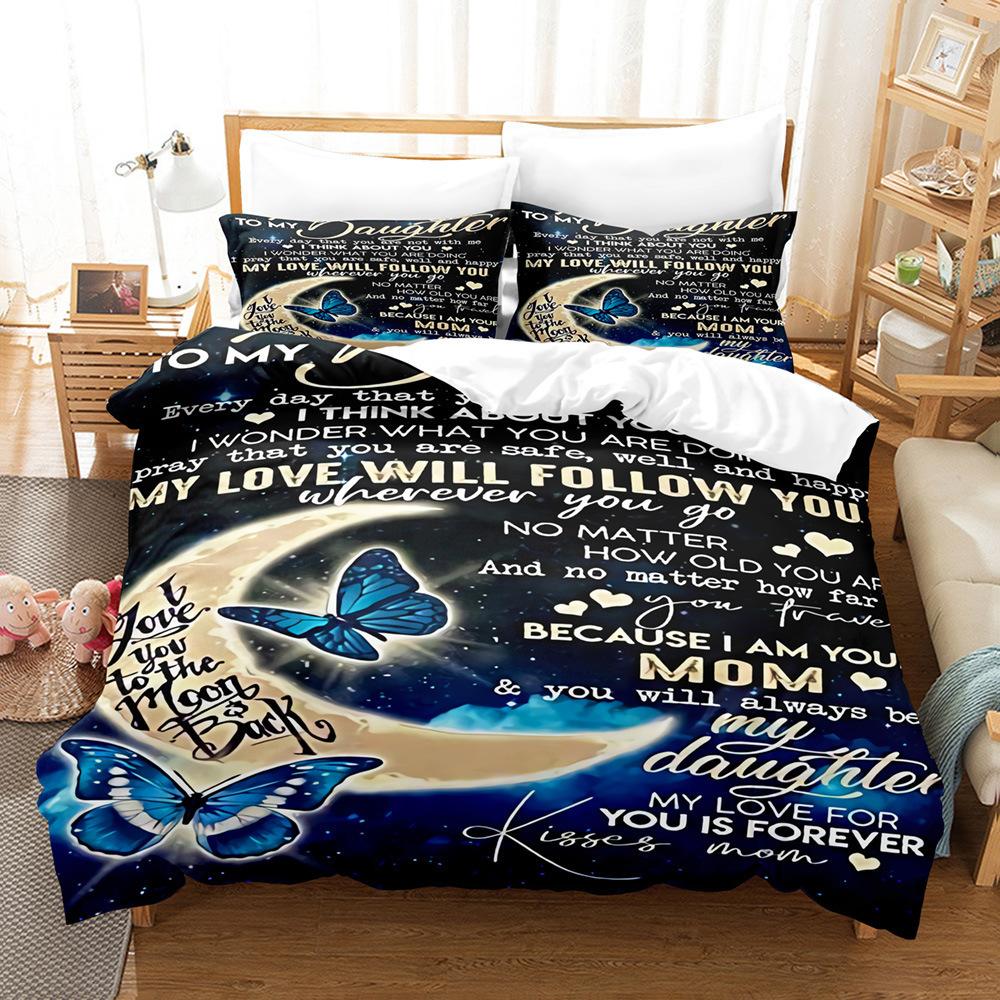 3D Butterfly, Digital Printing Student Dormitory Three-Piece Set, Bedding Sheets And Quilt Covers