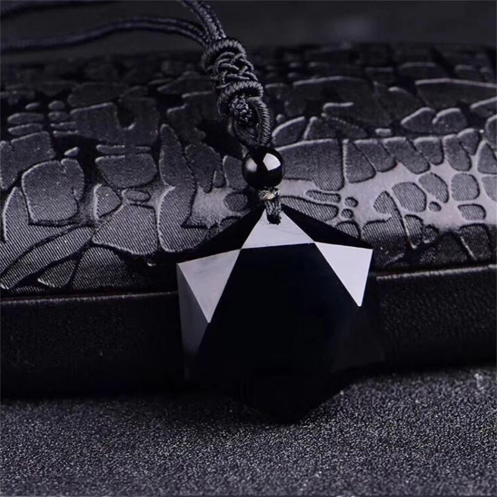 Lucky Love Obsidian Necklace Amulet Pendants Stone Necklace Hexagram Pendant  Jewelry Gift