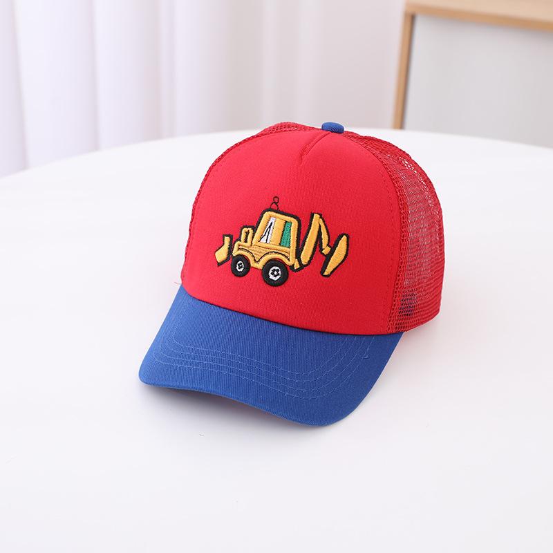 JYL TS DIY Excavator Kids Cap Mesh Summer Sun Hat Polyester