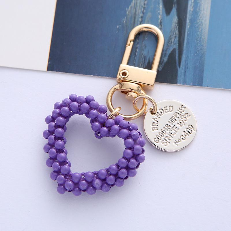 Exquisite Heart-Shaped Crystal Pendant Pearl Keychain Single OPP Bag