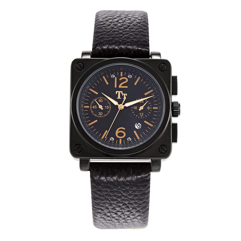 Square Fashion Trend Large Dial Calendar Waterproof Watch Female, Wind Pilot Army Men'S Watch