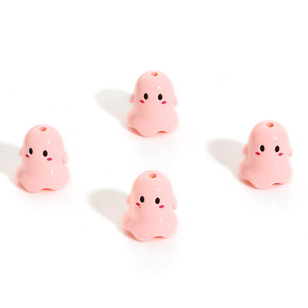 Colorful Acrylic Beads Halloween Ghost Bead For DIY Charm Jewelry Making Findings About 17mm x 15mm, Hole: Approx 1.8mm, 5PCs