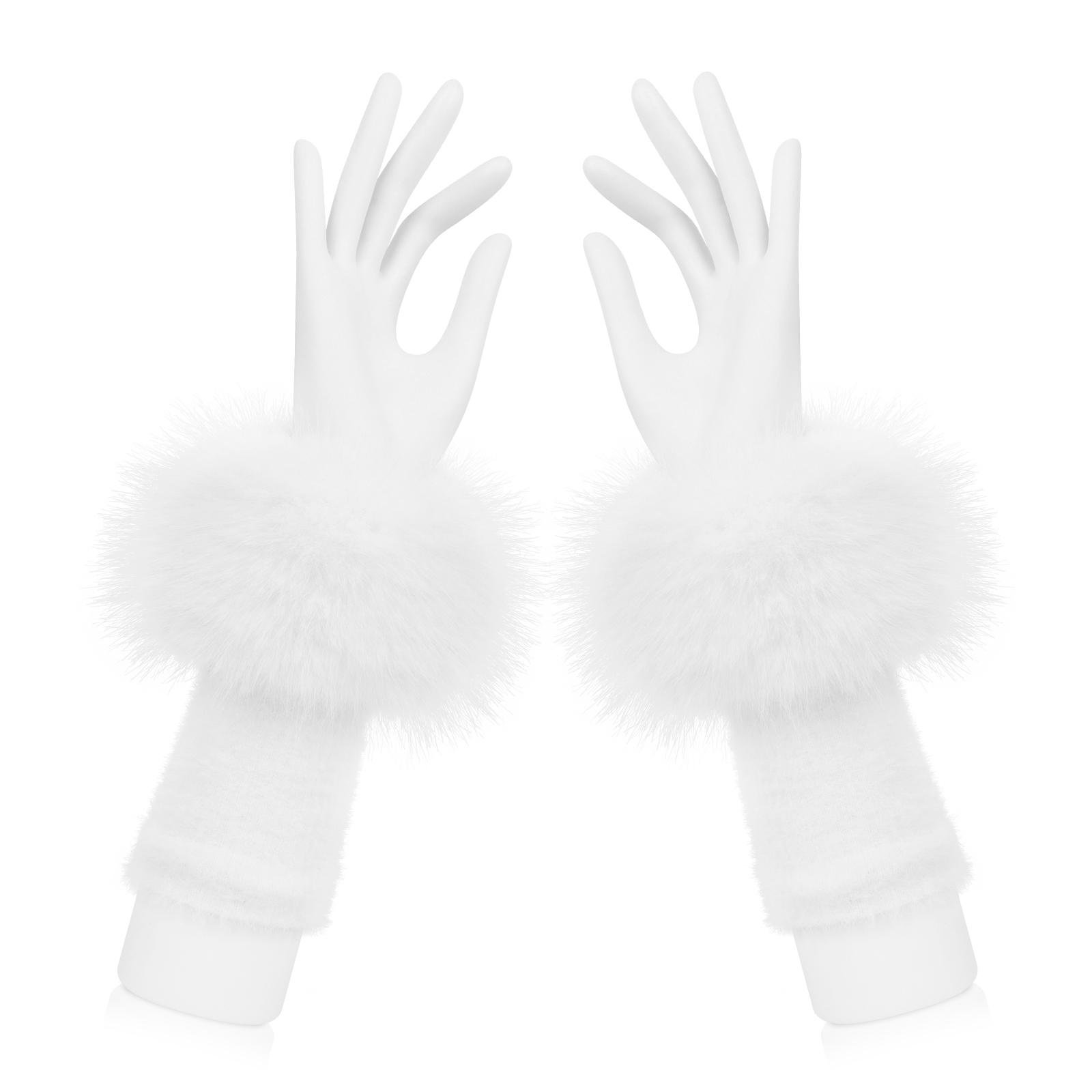 

Faux Fur Short Wrist Cuffs Winter Fluffy Furry Wristbands Arm Warmer Accessories