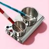 2 Stück/Set Maniküre Acryl Flüssigpulver Edelstahlbehälter Schale Dappen-Schale Desinfektionsbecher mit Deckel Nagelkunstwerkzeug