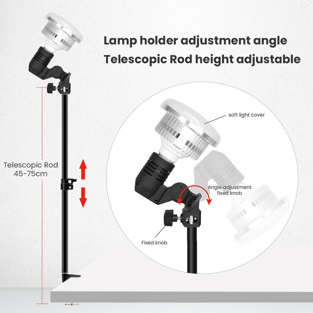 Dimmable LED Video Light With Monopod Mount Bracket Photography Lighting 155W Lamp Bulb EU E27 Base For Photo Studio Live Stream