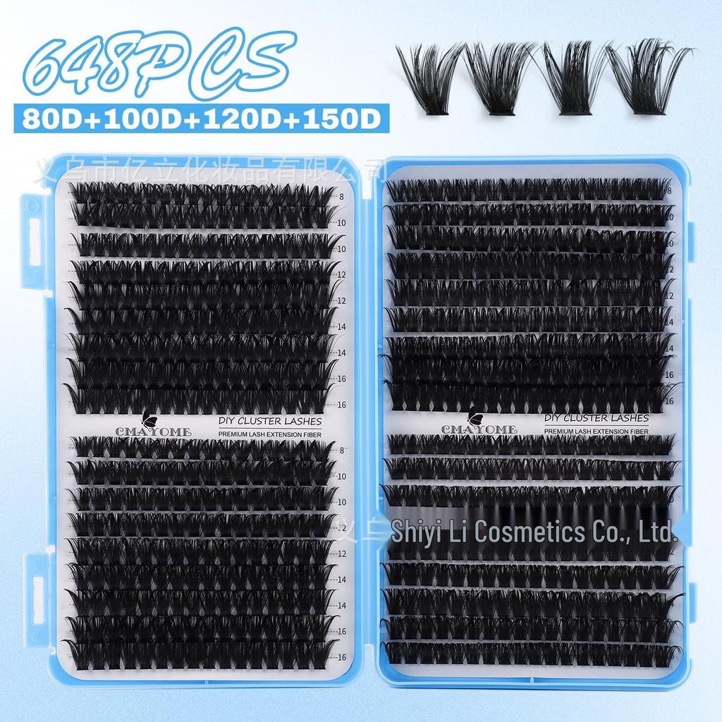 DIY Natural Dense Cluster False Eyelashes, Self-Adhesive 720 Segmented 10150D Curl, Individual Clusters