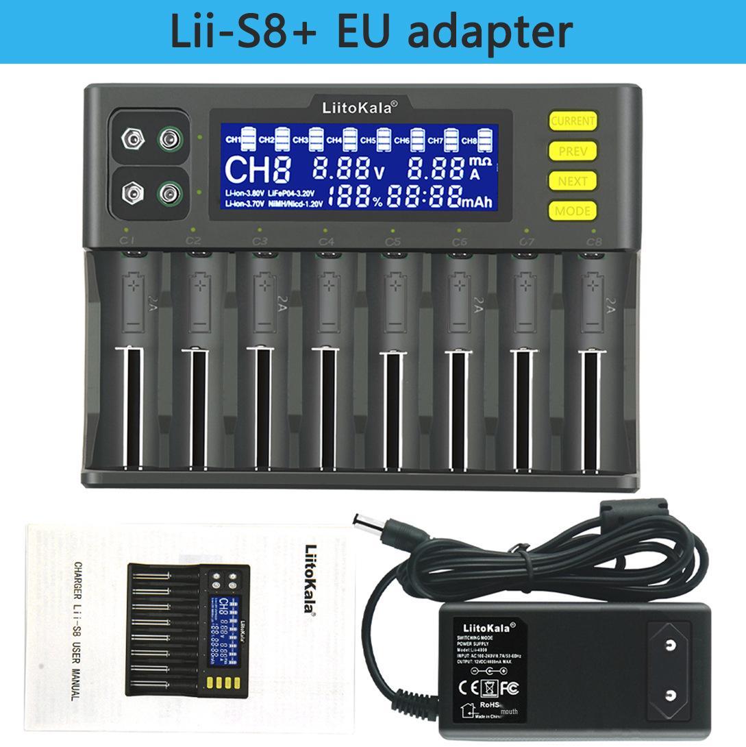 LiitoKala Lii-S8 8-слотное ЖК-зарядное устройство для литиевых аккумуляторов
