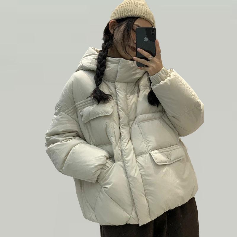 Short down jacket women's 2024 new winter women's clothing Korean version fashion duck down hooded warm jacket