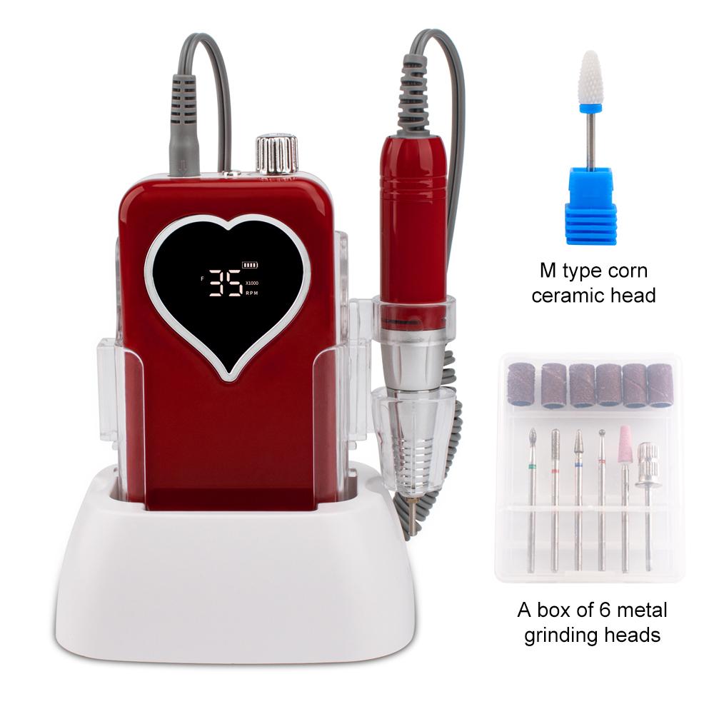 

BEPAN Red Handpiece Rectangle 35000RPM Portable Nail Drill Machine Set for Manicure File Desktop Base UK