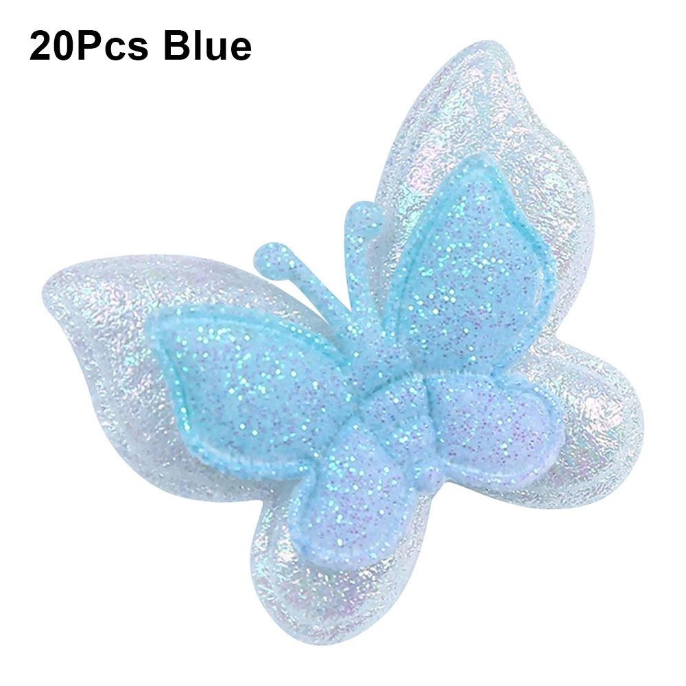 20Pcs Sew On Mesh Glitter Patches Double Layers 40x35mm Padded Applliques Handmade DIY Clothes Patches
