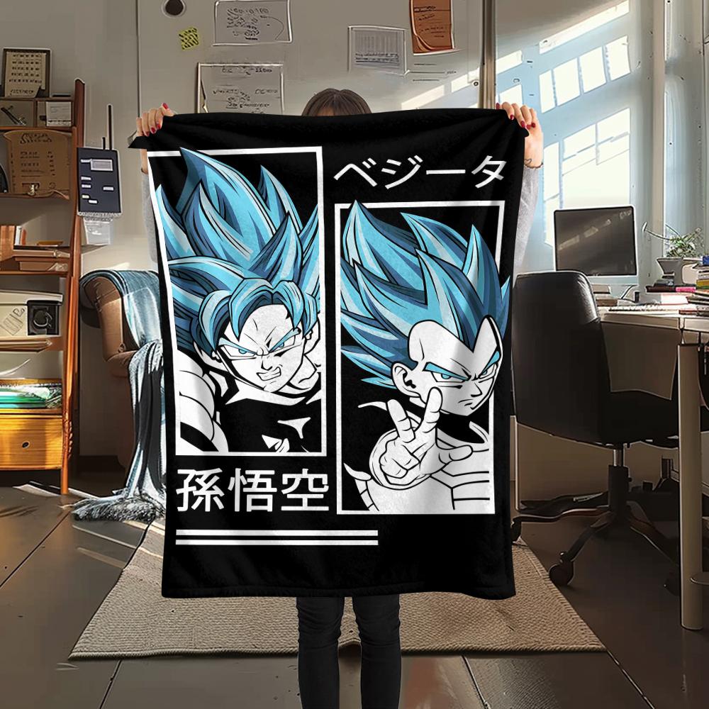 

Фланелевое одеяло с принтом персонажей Dragon Ball, Высококачественное, Удобное для всех сезонов, Декор для дома, Тепло и уют, Идеально для рождественских подарков 80cm x 120cm