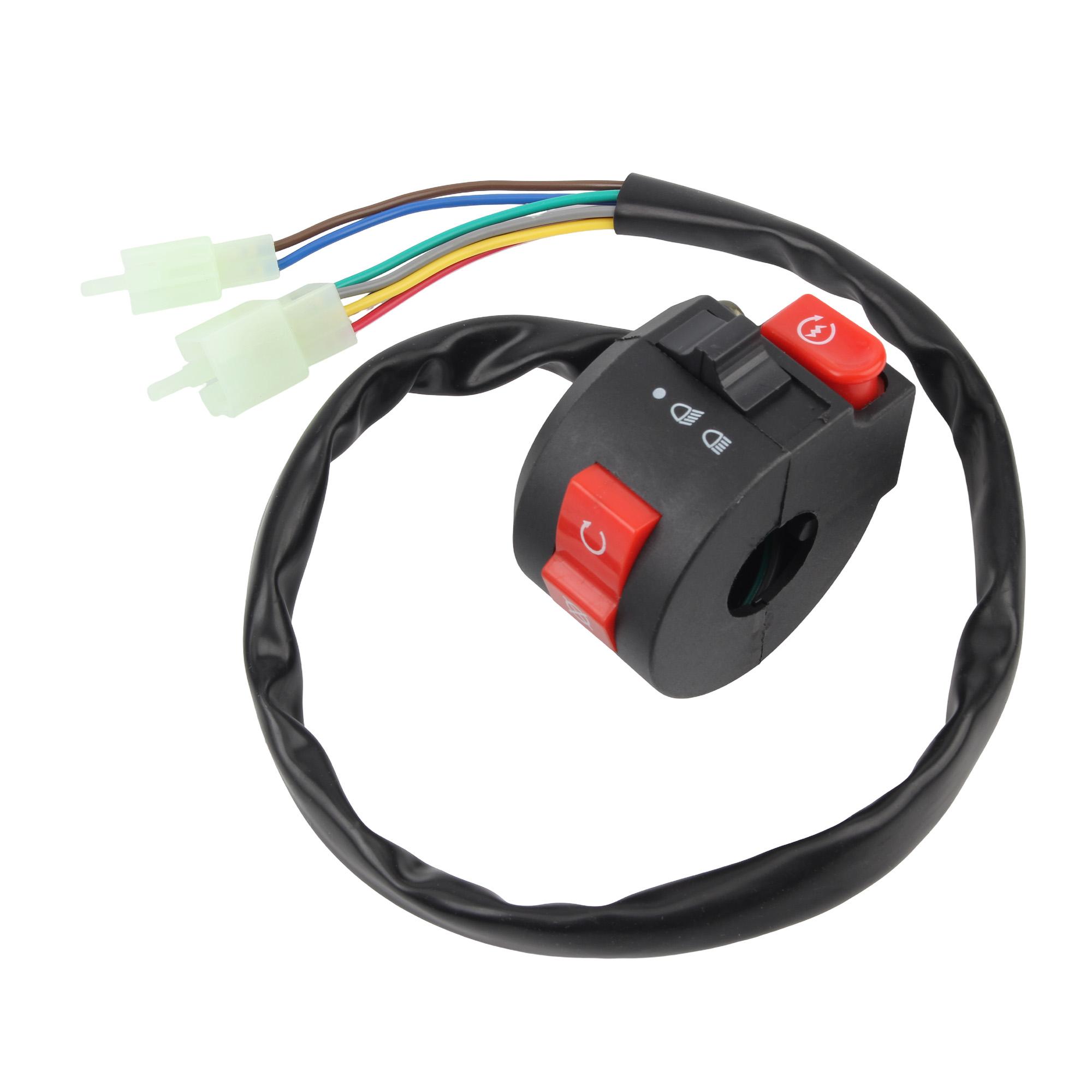 

Motorcycle 3-Function Switches Kill Start Light Buttons for ATV Pit Bike Buggy Go Kart 50cc-250cc Handlebar Controller Switch коричневий