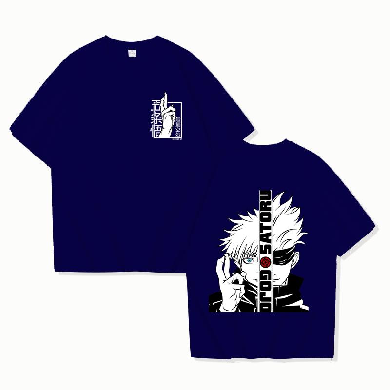 Fashion Satoru Gojo Print T-shirt Unisex Loose Short Sleeve Round Neck Top Anime Personality T Shirt
