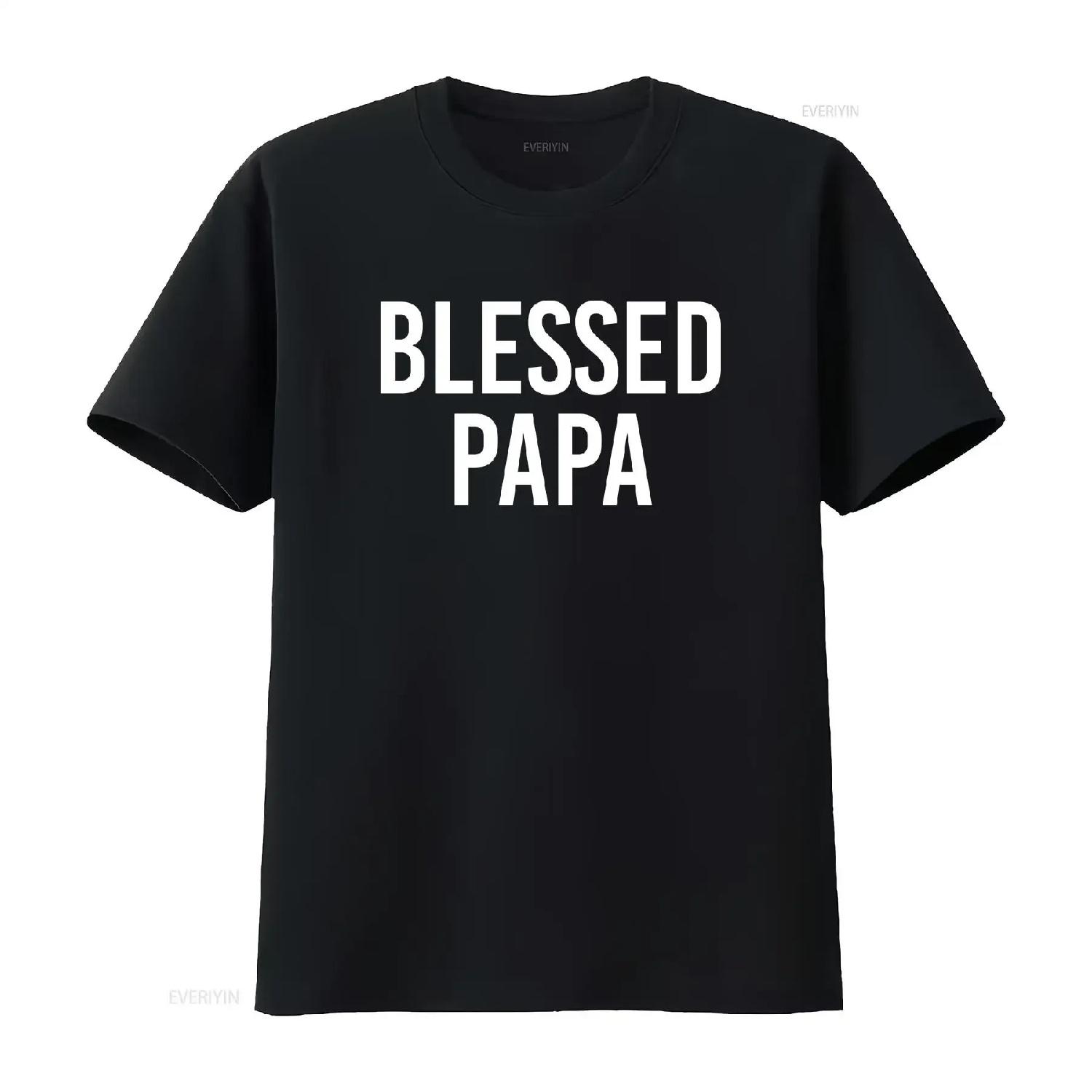 Blessed Papa T Shirt Thankful Father s Day Christian Church Birthday Dad Life Outfit Blessing vintage Washed Versatile S
